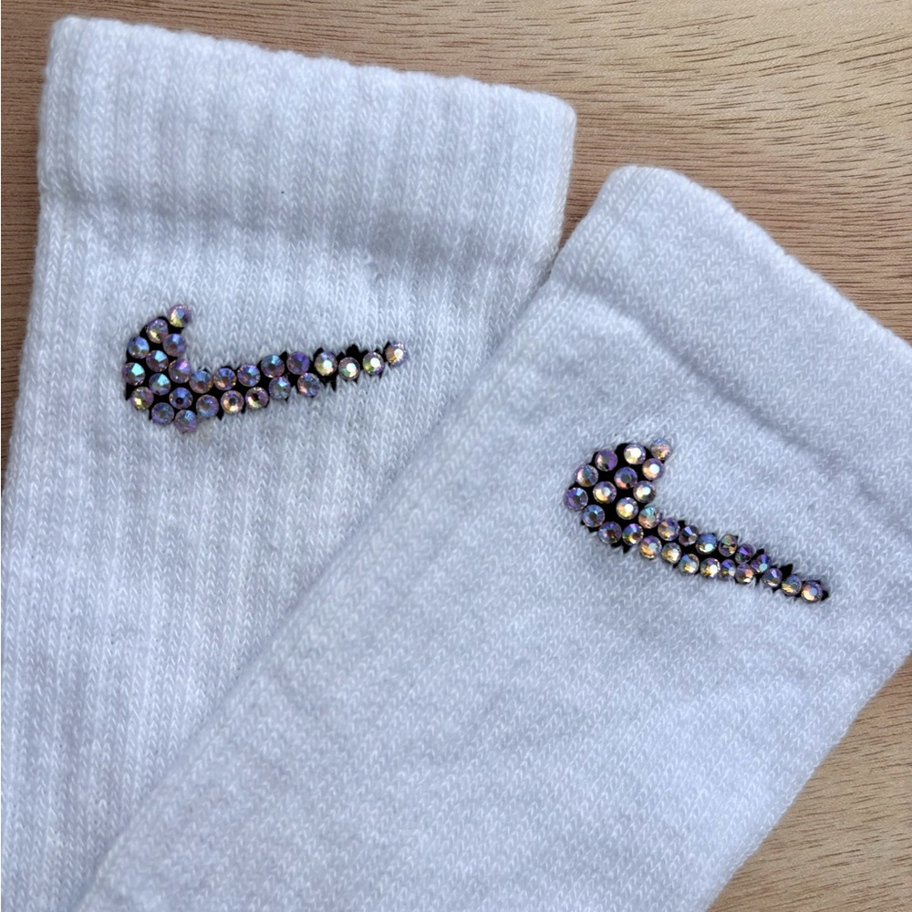 Kids Nike socks with pink AB rhinestones